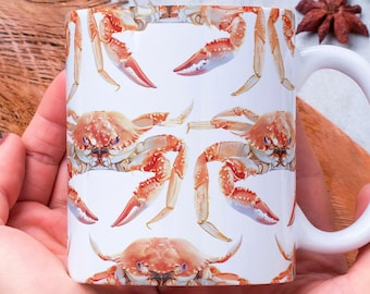 Personalized Crab Coffee Mug: Vivid Crustacean Design