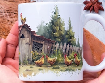 Taza de pollo personalizada: decoración de cocina rústica