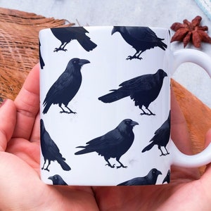 Personalized Crow Coffee Mug: Halloween Bird Lover Gift