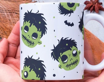 Gepersonaliseerde Frankenstein-koffiemok, spookachtig halloweencadeau