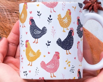 Taza de pollo personalizada: decoración de cocina rústica