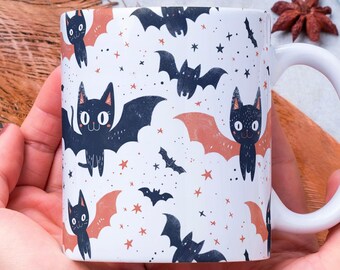 Personalisierte Vampir-Katzen-Tasse: Halloween-Kaffeetasse
