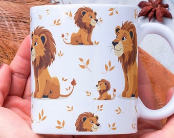 Personalized Lion Coffee Mug, Animal Lover Gift