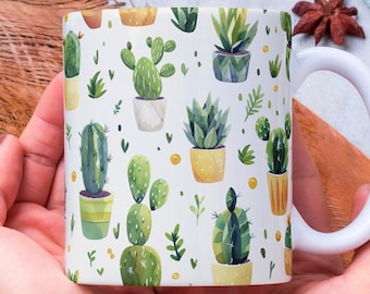 Personalized Cactus Coffee Mug: Whimsical Plant Lover Gift