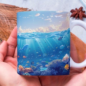 Personalized Ocean Fish Mug: Vivid Colors, Custom Coffee Mug