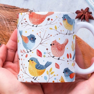 Personalized Bird Mug, Bird Lover Mug, Bird Coffee Mug, Cute Bird Mug, Bird Watcher Gift, Gift for Her, Christmas Gift, Animal Mug, Birds