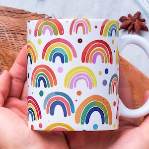 Personalized Rainbow Mug, Rainbow Lover Mug, Rainbow Coffee Mug, Gift for Her, Cute Rainbow Mug, Teacher Appreciation Gift, Pride Mug