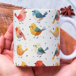 Personalized Bird Mug, Bird Lover Mug, Bird Coffee Mug, Cute Bird Mug, Bird Watcher Gift, Gift for Her, Christmas Gift, Animal Mug, Birds