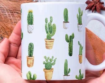 Personalized Cactus Coffee Mug: Whimsical Plant Lover Gift