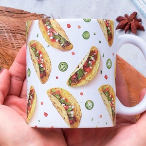 Personalized Taco Mug, Taco Lover Mug, Taco Coffee Mug, Mexican Food Lover, Tacos Tuesday Mug, I Love Tacos Mug, Foodie Gift, Gift for Her