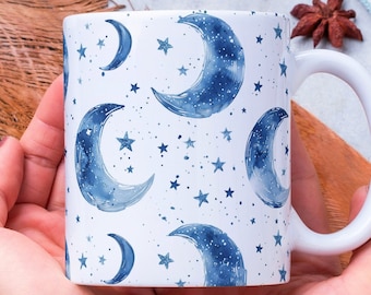 Personalized Moon and Stars Coffee Mug: Mystical Gift