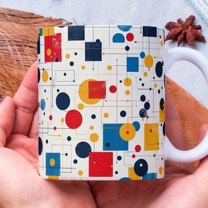 Taza de café personalizada con formas geométricas: Diseño de arte abstracto