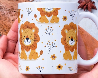 Personalized Lion Coffee Mug, Animal Design