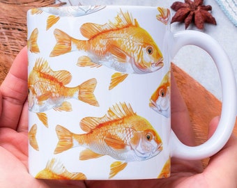 Personalized Snapper Fish Coffee Mug: Fisherman Gift