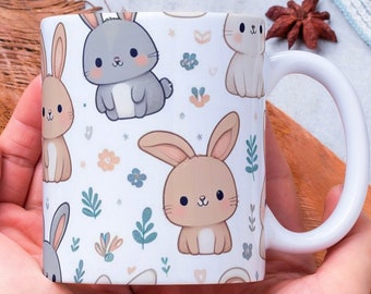 Personalized Bunny Coffee Mug, Rabbit Lover Gift