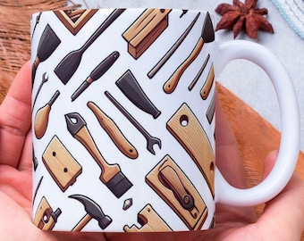 Gepersonaliseerde mok houtbewerkingsgereedschap: cadeau timmerman