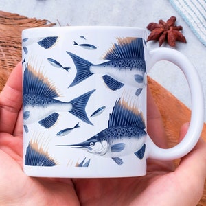 Personalized Marlin Fish Mug, Fish Lover Gift, Fishing Coffee Mug, Fisherman Gift, Father’s Day Gift, Gift for Dad, Fishing Gift, Dad Gift