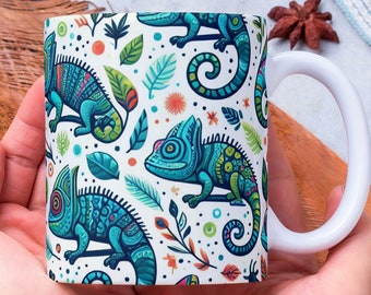 Personalized Chameleon Coffee Mug, Lizard Reptile Lover Gift