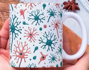 Taza de café personalizada con diseño de neurona, regalo científico