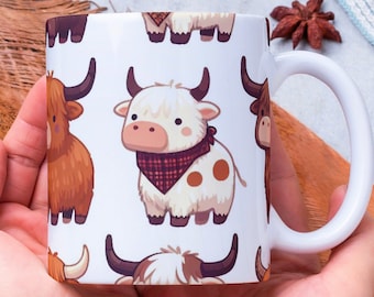 Personalized Highland Cow Coffee Mug, Cow Lover Gift