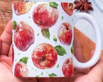 Personalized Apple Coffee Mug, Teacher Gift, Fruit Design