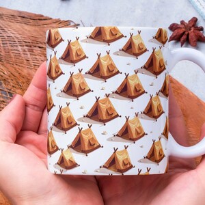 Personalized Tent Pattern Mug: Camping Lover Gift