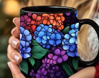 Personalized Stained Glass Flower Mug: Floral Coffee Lover Gift