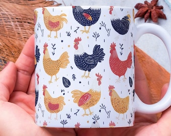 Taza de pollo personalizada: decoración de cocina rústica