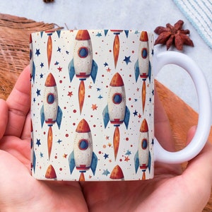 Personalized Space Rocket Coffee Mug: Celestial Lover Gift