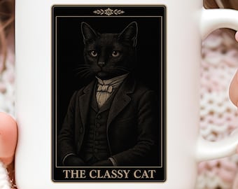 Classy Cat Tarot Card Coffee Mug: Whimsical Cat Lover Gift