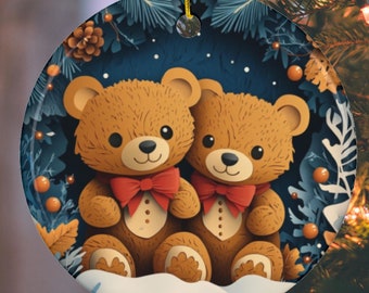Teddy Bear Christmas Ornament, Keepsake Gift