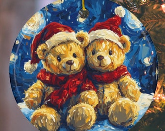 Christmas Teddy Bear Ornament, Nostalgic Keepsake Gift
