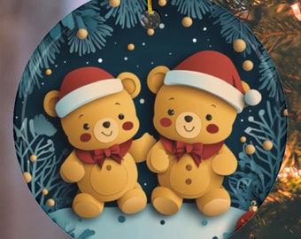 Teddy Bear Christmas Ornament, Festive Keepsake Gift