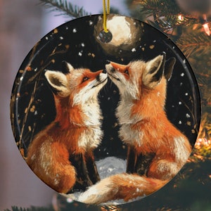 Christmas Fox Ornament: Ceramic Keepsake Gift