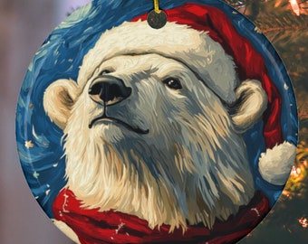 かわいいシロクマのクリスマスオーナメント、パーソナライズされた
