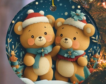 Teddy Bear Christmas Ornament, Festive Holiday Keepsake