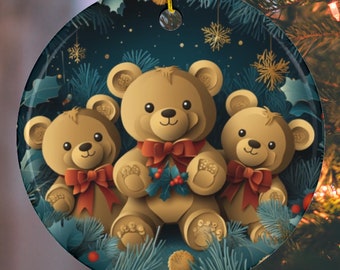 Teddy Bear Christmas Ornament, Keepsake Gift
