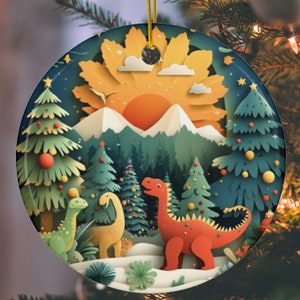 Christmas Dinosaur Ornament, Dinosaur Lover Gift, Christmas Decoration, Christmas Gift, Gift for Her, Christmas Décor, Xmas 2024, Xmas Gift