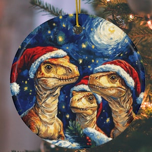 Christmas Dinosaur Ornament, Dinosaur Lover Gift, Christmas Decoration, Christmas Gift, Gift for Her, Christmas Décor, Xmas Gift, Xmas 2024