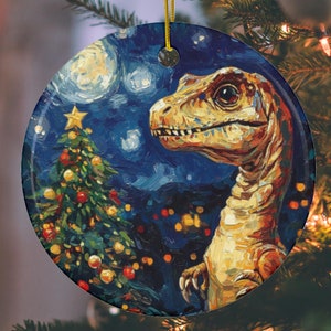 Christmas Dinosaur Ornament, Dinosaur Lover Gift, Christmas Decoration, Christmas Gift, Gift for Her, Christmas Décor, Xmas Gift, Xmas 2024