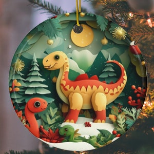 Christmas Dinosaur Ornament, Dinosaur Lover Gift, Christmas Decoration, Christmas Gift, Gift for Her, Christmas Décor, Xmas 2024, Xmas Gift