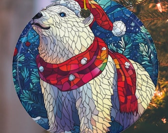かわいいシロクマのクリスマスオーナメント、パーソナライズされた