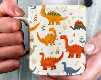 Taza de dinosaurio personalizada, taza de café con estampado de dinosaurio