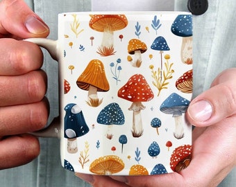 Personalized Mushroom Mug: Cottagecore Coffee Cup, Whimsical Gift