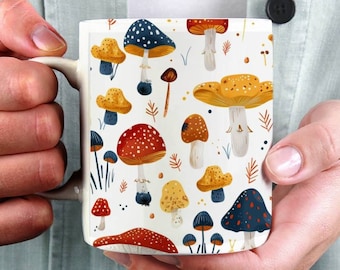 Personalized Mushroom Mug: Cottagecore Coffee Cup, Whimsical Gift