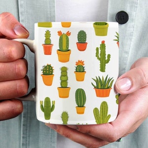 Personalized Cactus Mug: Botanical Plant Lover Gift