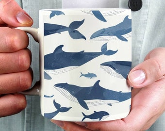 Personalized Whale Coffee Mug: Ocean Animal Lover Gift