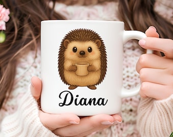 Personalized Hedgehog Mug, Hedgehog Coffee Mug, Hedgehog Lover Gift, Gift for Her, Cute Hedgehog Gift, Christmas Gift, Animal Mug, Cute Mug