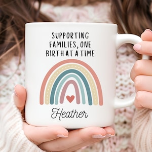 Personalized Rainbow Midwife Mug: Doula Thank You Gift