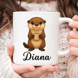 Personalized Otter Mug, Otter Coffee Mug, Otter Lover Gift, Gift for Her, Cute Otter Gift, Christmas Gift, Animal Mug, Cute Mug, Otter Cup